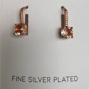 Fine Silver Plated Rose Gold Crystal Drop Earrings